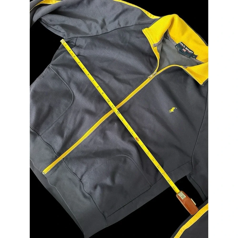 Ralph‎ Lauren Polo Sport Track Jacket Blue Yellow Zip Large Vintage 90's Flaws